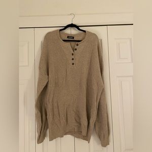Oversized Cashmere Ribbed Henley Sweater